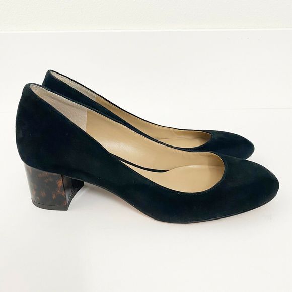 Ann Taylor Navy Blue Heels with Tortoise Block Heel - Picture 6 of 8
